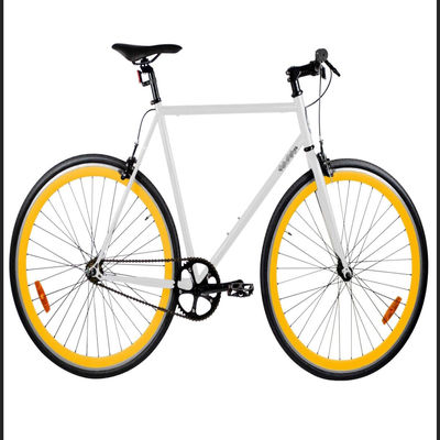 58cm 60cm 흰색 프레임 레드 림 700c 싱글 스피드 픽시비 고정 기어 자전거 듀얼 V 브레이크