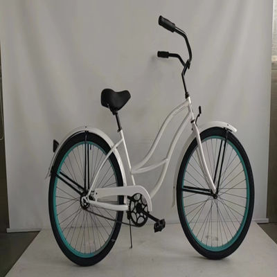 26 인치 흰색 단일 속도 여성 빈티지 비치 크루저 자전거