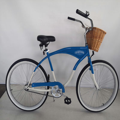 포크 재료 강철 성인 남성 해변 크루저 자전거 26 인치 단일 속도 사용자 정의 로고