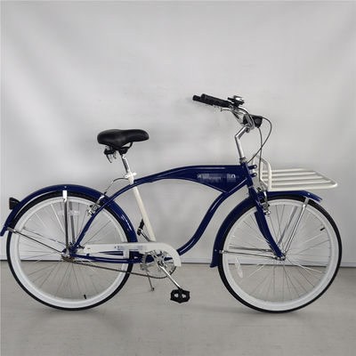 큰 로고 성인 26 인치 단일 속도 해변 크루저 자전거 앞 운반 옵션