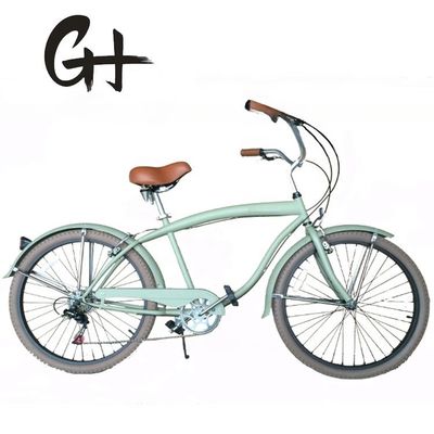 이중 V 브레이크 26" 2.125 화이트 월 타이어 하이 스틸 프레임 시마노 7 스피드 OEM 사용자 정의 성인 남성 CE CPSC 미국 시장 해변 크루저 자전거