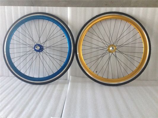 43mm 안오디스 블루 플립 플롭 고정 기어 도로 자전거 바퀴 세트 다채로운 스파이크