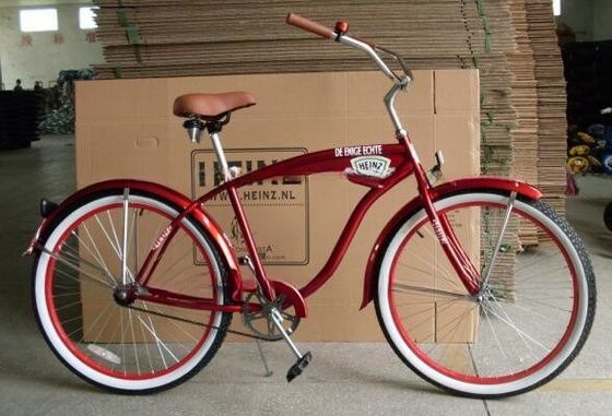 26인치 싱글 스피드 성인 해변 크루저 자전거 금속 트레이 편리한 앞 트레이