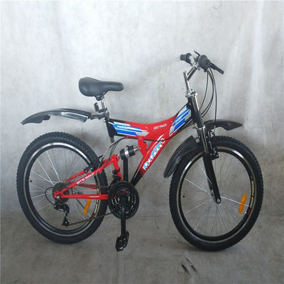 스틸 프레임 18 스피드 내리막 MTB 사이클 전체 듀얼 서스펜션 산악 자전거 24 OEM