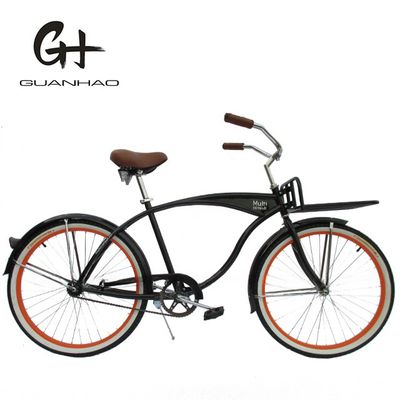 단일 속도 성인 코스터 브레이크 해변 크루저 자전거 전면 운반기와 26 "백 벽 타이어