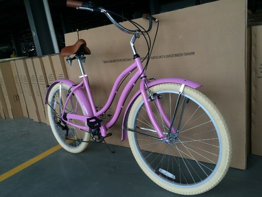 10 스틸 프레임 26인치 시마노 7 스피드 OEM 로고 성인 여성 레이디 비치 크루저 자전거