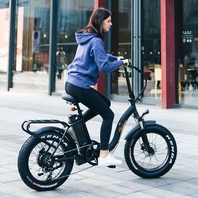 7속 20" 48V 750W 14AH 20MPH 리?? 배터리 OEM UL2849 미국 시장 성인 여자 여성 전기 접이 스노우 큰 평면 타이어 자전거