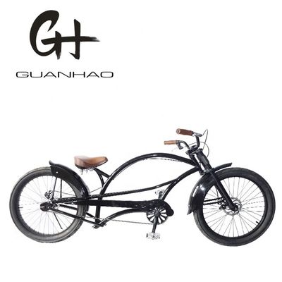 24인치 레드 컬러 롱 초퍼 크루저 자전거 24*3.0 타이어 및 알루미늄 합금 반지