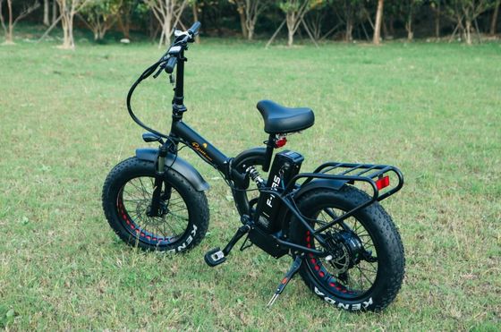 48V*21AH 20인치 풀 서스펜션 카모플라지 색상 1000W 접는 지방 타이어 후방 랙과 전기 자전거