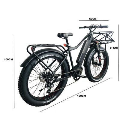 스노우 26&quot; 52V 1000W 전기 산악 자전거 7 스피드 기어와 17AH 리?? 배터리
