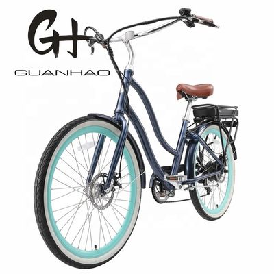 26&quot; 500W OEM 커스터마이징 CE 48V 14AG 리?? 배터리 7 스피드 PAS 스텝 트루 여성 레이디 소녀 해변 크루저 전기 자전거