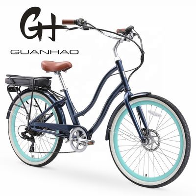 26&quot; 500W OEM 커스터마이징 CE 48V 14AG 리?? 배터리 7 스피드 PAS 스텝 트루 여성 레이디 소녀 해변 크루저 전기 자전거