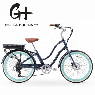 26&quot; 500W OEM 커스터마이징 CE 48V 14AG 리?? 배터리 7 스피드 PAS 스텝 트루 여성 레이디 소녀 해변 크루저 전기 자전거