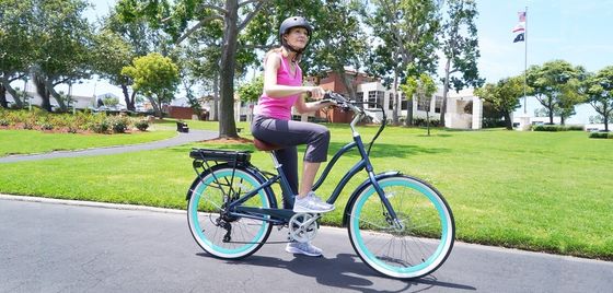 26&quot; 500W OEM 커스터마이징 CE 48V 14AG 리?? 배터리 7 스피드 PAS 스텝 트루 여성 레이디 소녀 해변 크루저 전기 자전거