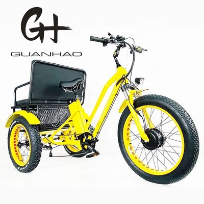 24인치 스노우 패트 타이어 4.0 전기 리크샤 트라이사이클 48V 750W 모터와 뒷좌석