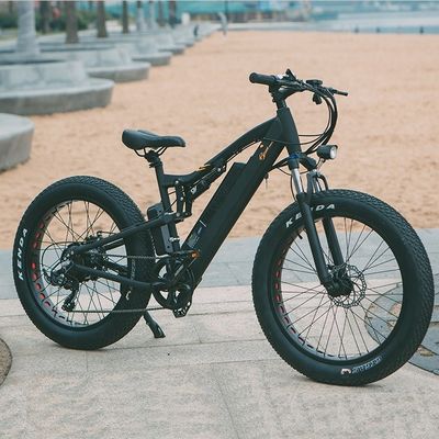 24인치 뚱뚱한 4.0 타이어 48V 1000W 50KM/H 풀 서스펜션 21AH 전기 산악 자전거 전자 자전거