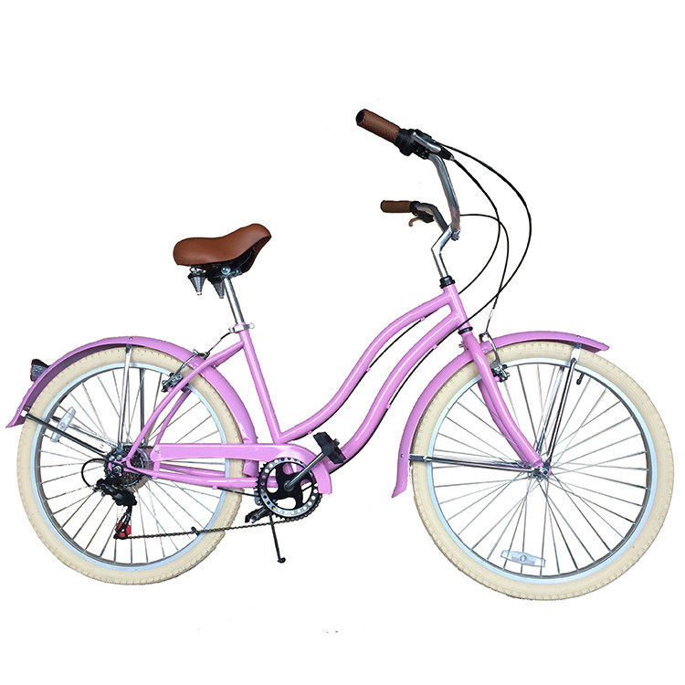 10 스틸 프레임 26인치 시마노 7 스피드 OEM 로고 성인 여성 레이디 비치 크루저 자전거