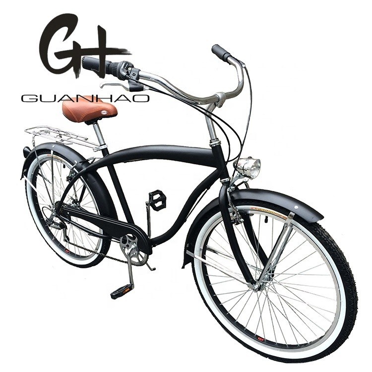 17kg 가벼운 26인치 하드 프레임 비 후방 덤퍼 7 스피드 남자 해변 크루저 자전거