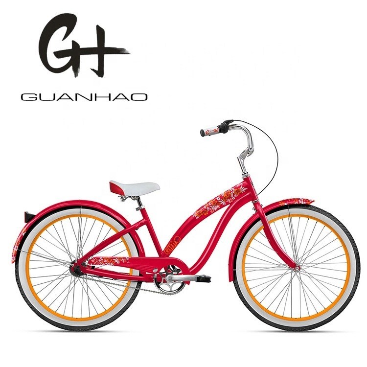 아름다운 여자 해변 크루저 자전거 내부 물 스티커 26인치 3 속도 OEM / ODM