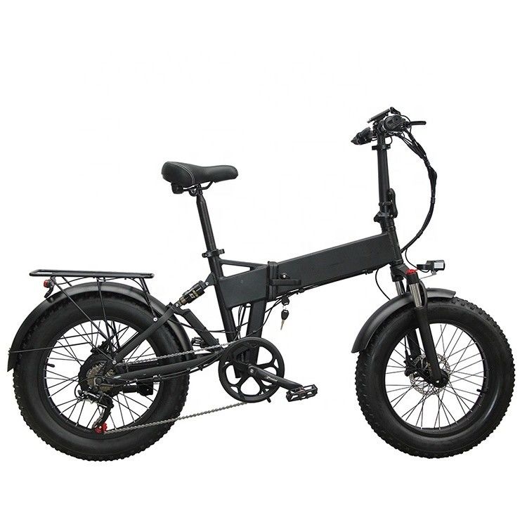 20&quot; 풀 서스펜션 스노우 500W 14AH 4.0 지방 타이어 전기 숨겨진 배터리 폴딩 자전거